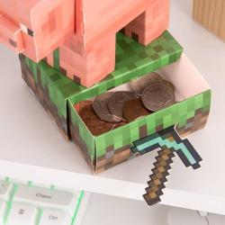 Minecraft pokladnička prasátko kreativní set výroba kasičky karton