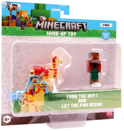 MINECRAFT Zvířátko natahovací set s postavičkou na klíček 4 druhy