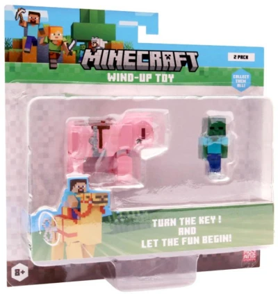 MINECRAFT Zvířátko natahovací set s postavičkou na klíček 4 druhy