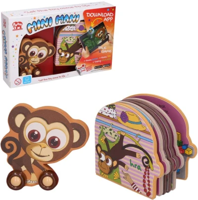 Mini Mani Opice interaktivní set pěnové zvířátko na kolečkách + kniha s aplikací Mini Mani Opice interaktivní set pěnové zvířátko na kolečkách + kniha s aplikací