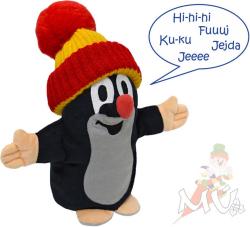 Moravská ústředna Krtek (krteček) Maňásek mluvící 25cm červený kulich Zvuk