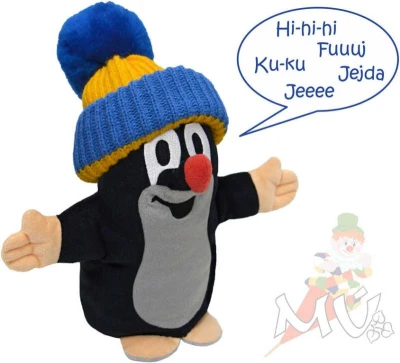 Moravská ústředna Krtek (krteček) Maňásek mluvící 25cm modrý kulich Zvuk Moravská ústředna Krtek (krteček) Maňásek mluvící 25cm modrý kulich Zvuk