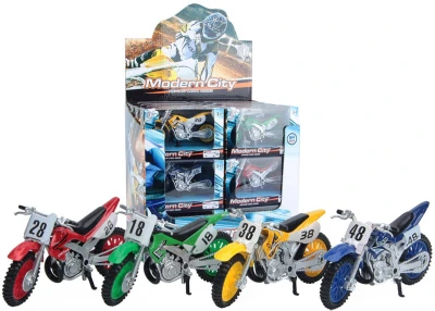 Motorka závodní kovový motocykl zpětný chod se stojanem 4 barvy