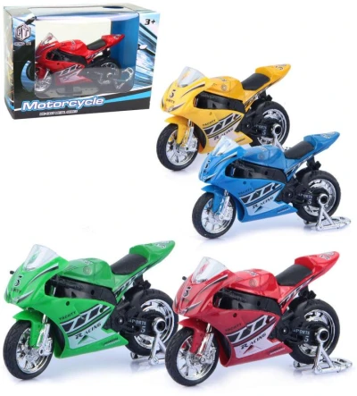 Motorka závodní motocykl kovový 11cm se stojánkem 4 barvy Motorka závodní motocykl kovový 11cm se stojánkem 4 barvy