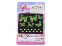 Motýli 3D + hvězdičky nástěnná dekorace svítící ve tmě