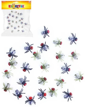Moucha malá gumová 1,5cm set 24ks dekorace Halloween hmyz v sáčku Moucha malá gumová 1,5cm set 24ks dekorace Halloween hmyz v sáčku