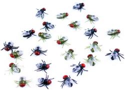 Moucha malá gumová 1,5cm set 24ks dekorace Halloween hmyz v sáčku