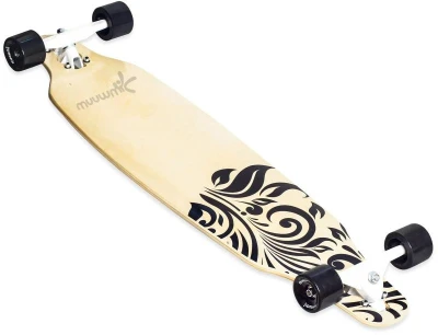 MUUWMI Longboard ABEC 7 WOOD skateboard s grafikou