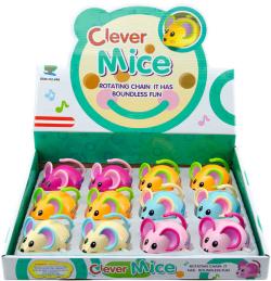 Myška natahovací plastová 8cm na kolečkách hýbe ocáskem 5 barvy