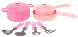 Nádobí baby dětské růžové set 2 hrnce s pánví a doplňky plast