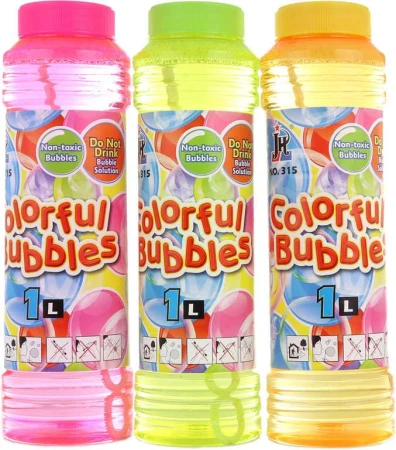 Náplň náhradná do bublifuku 1000ml v plastovej fľaši 3 farby Náplň náhradná do bublifuku 1000ml v plastovej fľaši 3 farby