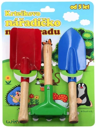Nářadí dětské dřevo/kov zahradní set 3ks Krtek (Krteček) Krtečkovo nářadíčko Nářadí dětské dřevo/kov zahradní set 3ks Krtek (Krteček) Krtečkovo nářadíčko