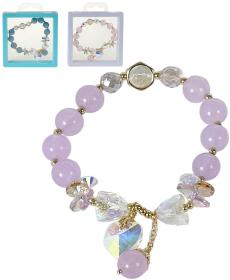 Náramek s korálky a přívěsky pružný dětská bižuterie 3 barvy v krabičce Náramek s korálky a přívěsky pružný dětská bižuterie 3 barvy v krabičce