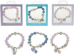 Náramek s korálky a přívěsky pružný dětská bižuterie 3 barvy v krabičce