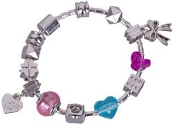 Náramek stříbrný s přívěsky s doplňky plast 2 druhy v krabičce