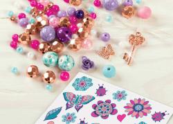 Náramky a tetování květiny dětský kreativní set s korálky a doplňky