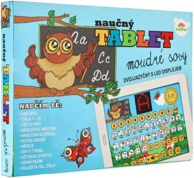 Naučný tablet moudré sovy interaktivní dotykový na baterie Zvuk CZ/AJ