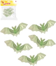 Netopýr 13cm zvířátko svítící ve tmě set 5ks Halloween dekorace