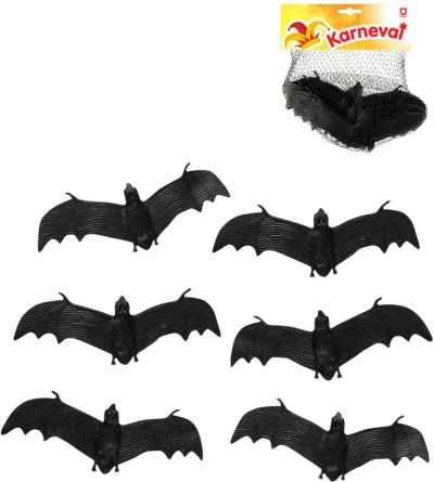 Netopier čierny 13cm zvieratko set 6ks Halloween dekorácia Netopier čierny 13cm zvieratko set 6ks Halloween dekorácia