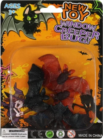 Netopýr černý + hnědý 7cm zvířátko set 4ks Halloween dekorace