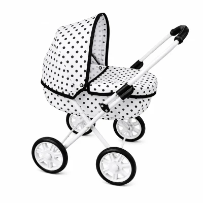 NEW BABY Dětský kočárek pro panenky 2v1 Monika červený POUZE Flowers - Růžová (VÝPRODEJ)