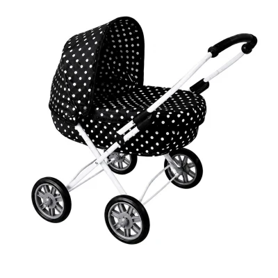 NEW BABY Dětský kočárek pro panenky 2v1 Monika červený POUZE Flowers - Růžová (VÝPRODEJ)