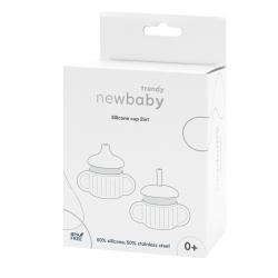 New Baby Dětský silikonový hrneček 2v1 béžový