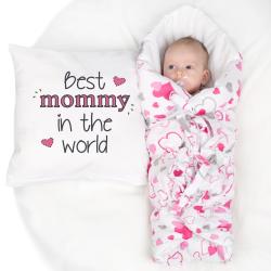 New Baby Klasická šněrovací zavinovačka modrá srdíčka