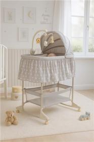 NEW BABY Multifunkční kolébka postýlka pro miminko hvězdičky šedá