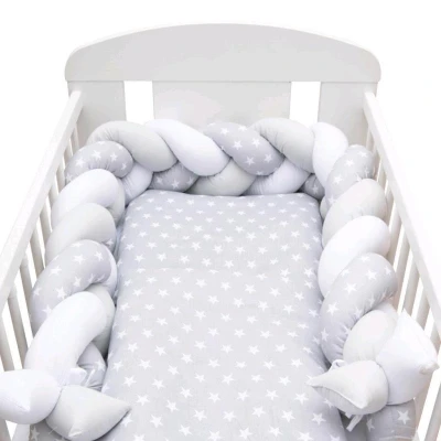 NEW BABY Ochranný mantinel do postýlky cop Hvězdičky šedo-bílý