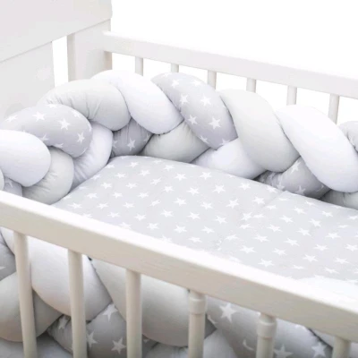 NEW BABY Ochranný mantinel do postýlky cop Hvězdičky šedo-bílý