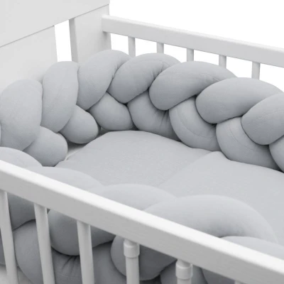 New Baby Ochranný mantinel do postýlky cop mušelínový světle šedý