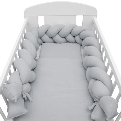 New Baby Ochranný mantinel do postýlky cop mušelínový světle šedý