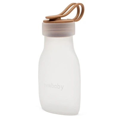 New Baby Silikonová lahvička na mateřské mléko hnědá