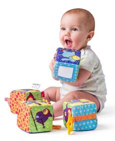 NINY Baby kostky textilní s aktivitami set 4ks v tašce na zip pro miminko