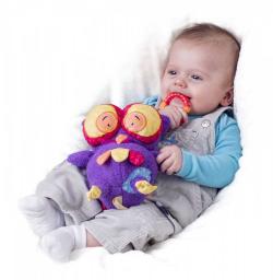 NINY PLYŠ Baby sovička mazlící chrastící Hoku 17cm s klipem pro miminko