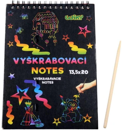 Notes vyškrabovací duhový 14x20cm 12 listů set s nástrojem Notes vyškrabovací duhový 14x20cm 12 listů set s nástrojem