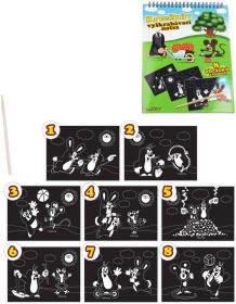 Notes vyškrabovací obrázky Krtek (Krteček) 8 listů set se škrabacím perem