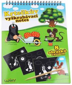 Notes vyškrabovací obrázky Krtek (Krteček) 8 listů set se škrabacím perem