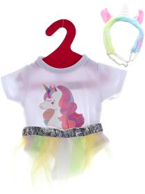 Oblečení pro panenkku miminko jednorožec body se sukýnkou a čelenkou
