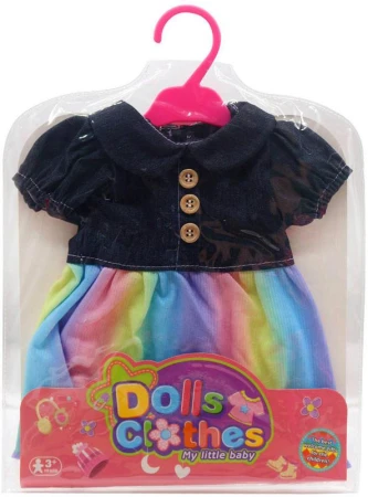Oblečení pro panenku 35cm obleček duhové šatičky set s ramínkem Oblečení pro panenku 35cm obleček duhové šatičky set s ramínkem