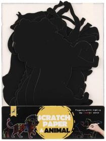 Obrázek škrabací duhový výřez zvířata set 8ks s nástrojem