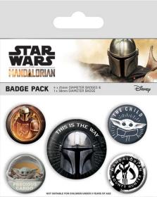 Odznaky kulaté Hvězdné Války Star Wars Mandalorian 2,5-4cm set 4ks