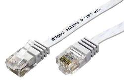 Patch kabel UTP cat 6, 15m plochý - bílý Patch kabel UTP cat 6, 15m plochý - bílý