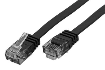 Patch kabel UTP cat 6, 7m plochý - černý Patch kabel UTP cat 6, 7m plochý - černý