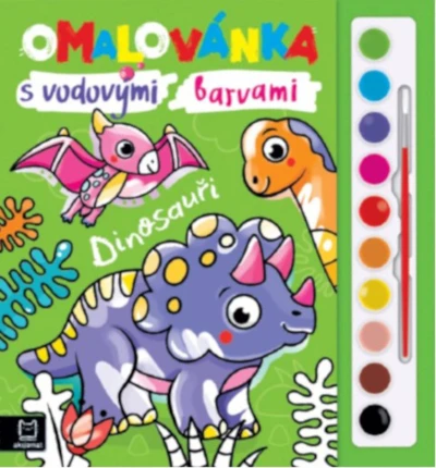 Omalovánka set s vodovými barvami a štětcem Dinosauři
