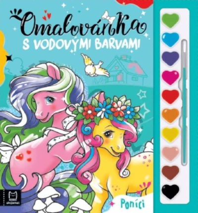 Omalovánka set s vodovými barvami a štětcem Poníci