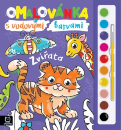 Omalovánka set s vodovými barvami a štětcem Zvířata