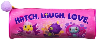Oválný školní penál na zip Hatchimals 21x8cm růžový s bambulkou Oválný školní penál na zip Hatchimals 21x8cm růžový s bambulkou