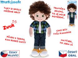 Panáček matýsek zelený měkké tělo na baterie mluví česky Zvuk PLYŠ